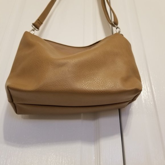 Tan Slouchy Hobo Crossbody Side Bag with Adjustable Straps - Picture 5 of 13